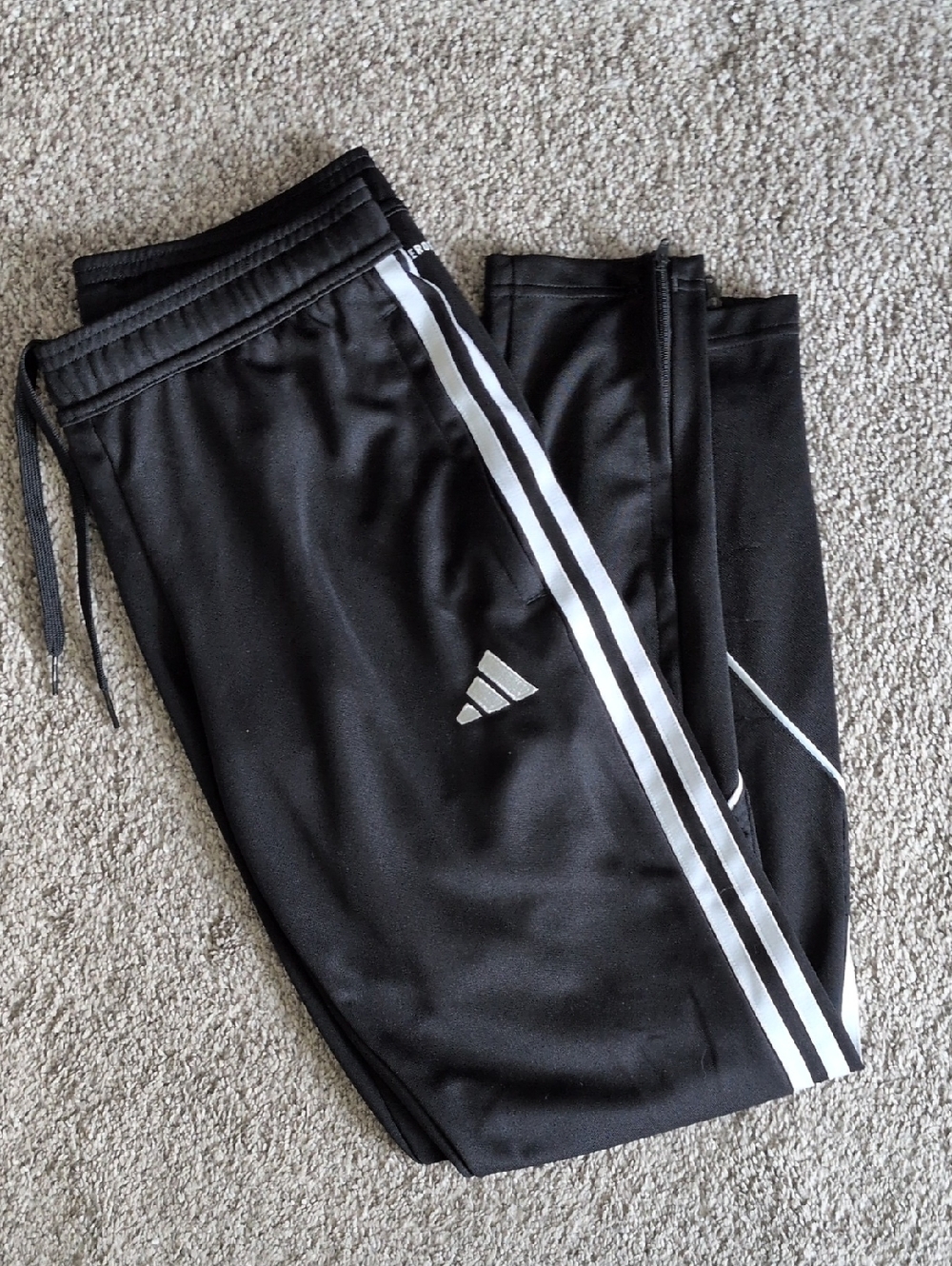 adidas Black Track Pants with White Side Stripes